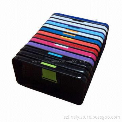 Stand case for iPhone 5/5S, PC + TPE material, double injection, with black camera ring